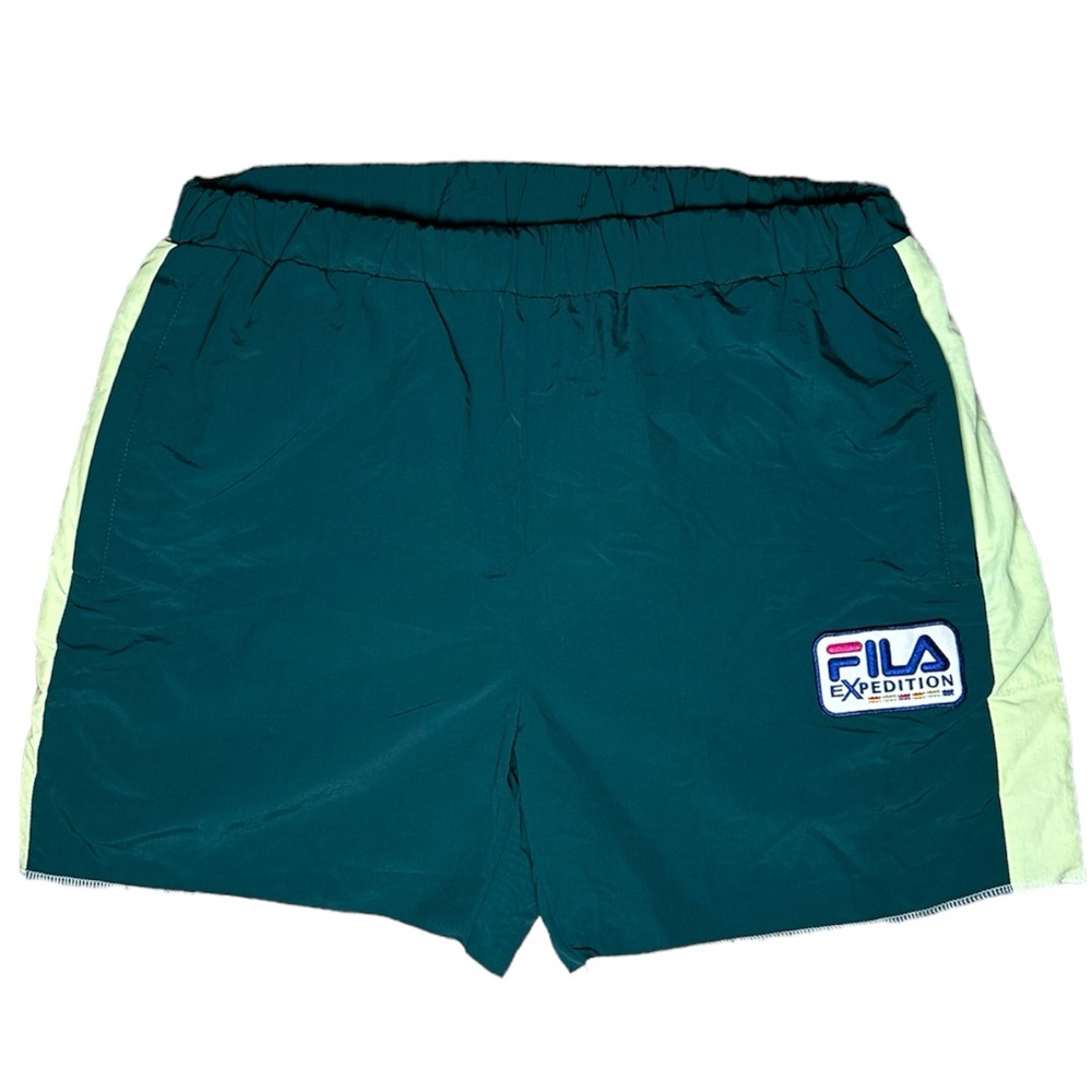 Fila Men's Green Retro Patch Shorts Athletic Activewear Gym Vintage Size M